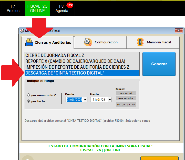 Cinta Testigo Digital F8010 en GESTIONPRO – Controladores Fiscales ARCA
